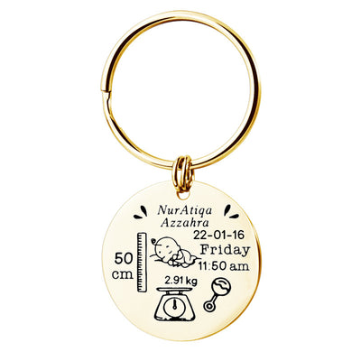 Llavero Personalizado de Acero Inoxidable - Tarjeta Conmemorativa del Nacimiento