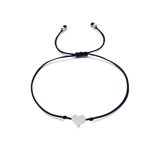 Pulsera Tejida a Mano Corazón Melocotón Oro Plata - Símbolo de Amor