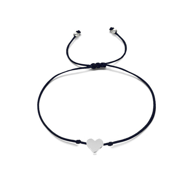 Pulsera Tejida a Mano Corazón Melocotón Oro Plata - Símbolo de Amor