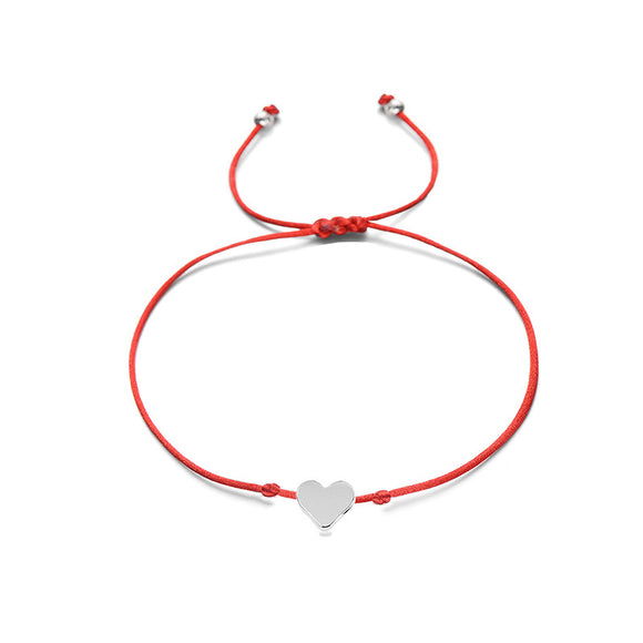 Pulsera Tejida a Mano Corazón Melocotón Oro Plata - Símbolo de Amor