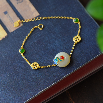 Conjunto de Pendientes, Anillo y Colgante de Jade Hetian con Cierre de Seguridad Estilo Retro - Image 15