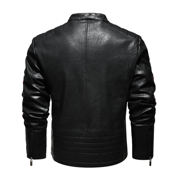 Chaqueta de Cuero para Motociclista - Estilo Vintage Lavado con Forro de Algodón