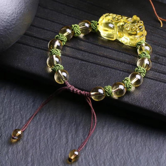 Pulsera Pixiu con Citrino Natural - Cuentas Redondas 8-10mm - Image 4