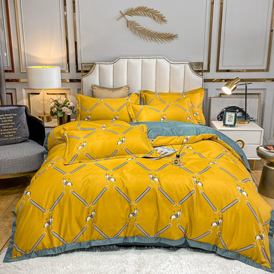 Juego de Cama Seda Estampada 4 Piezas - Primavera Verano