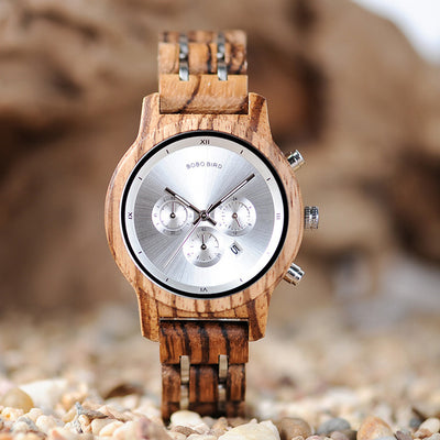 Reloj de Madera para Mujer Bobobird Multifunción Tres Esferas Impermeable - Image 7