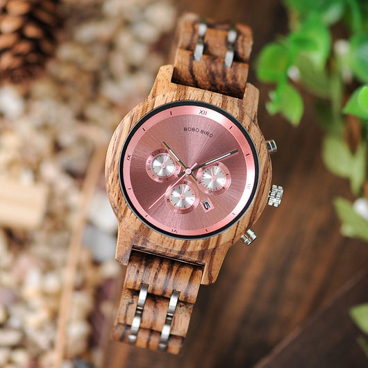 Reloj de Madera para Mujer Bobobird Multifunción Tres Esferas Impermeable - Image 5