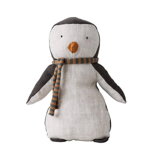 Muñeca Pingüino de Lino Nórdico Hecha a Mano con Bufanda Tejida - Image 7