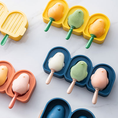 Molde de Silicona en Forma de Pájaro para Paletas y Helado con Palos - Bandeja de 3 Celdas para Postres DIY - Image 2