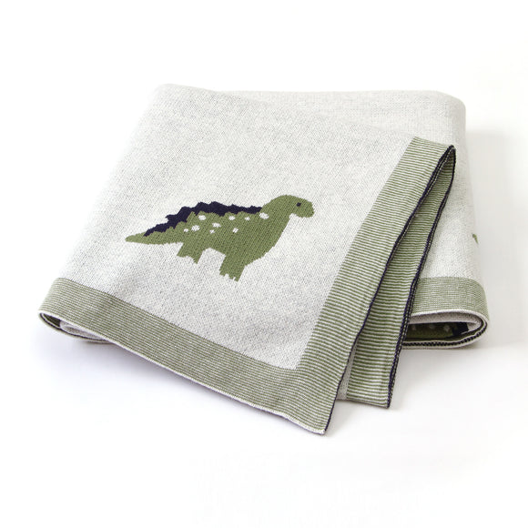 Knitted Cartoon Dinosaur Baby Blanket - Soft and Cozy Quilt