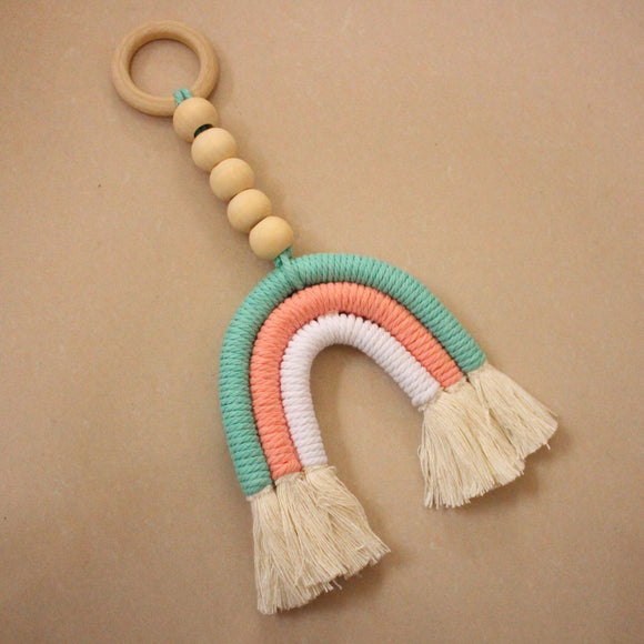 Anillo Decorativo Arcoíris de Madera Maciza - Estilo Nórdico para Habitaciones Infantiles