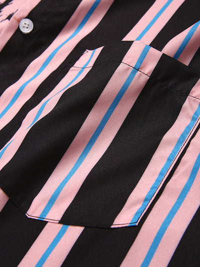 Camisa Casual de Hombre Estampado Coco con Rayas - Manga Corta Perfecta para Vacaciones - Image 12