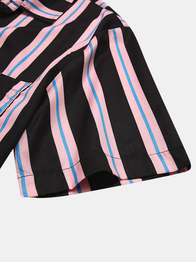 Camisa Casual de Hombre Estampado Coco con Rayas - Manga Corta Perfecta para Vacaciones - Image 14