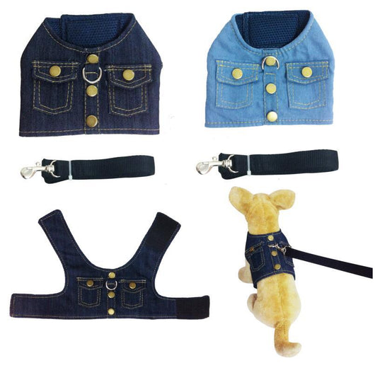 Arnés Chaleco Denim para Perros con Correa Trasera - Image 8