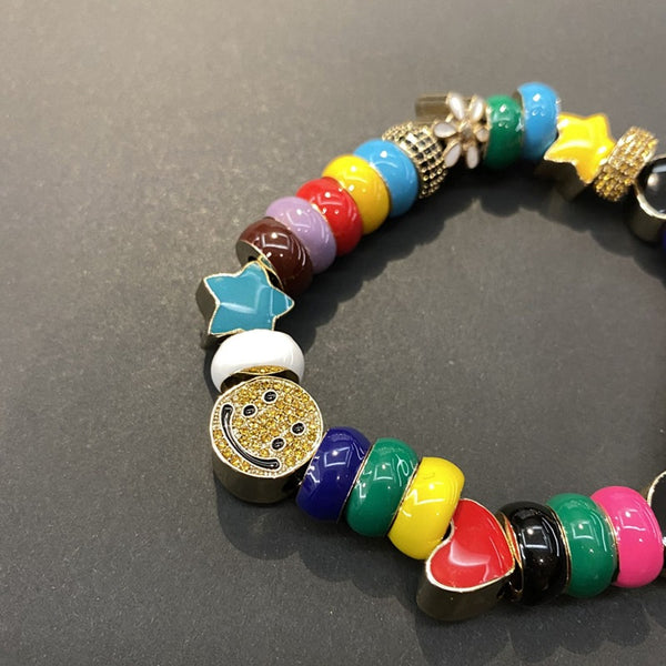 Pulsera Pareja Sonrisa Estrella - Brazalete Esmaltado para Hombre y Mujer