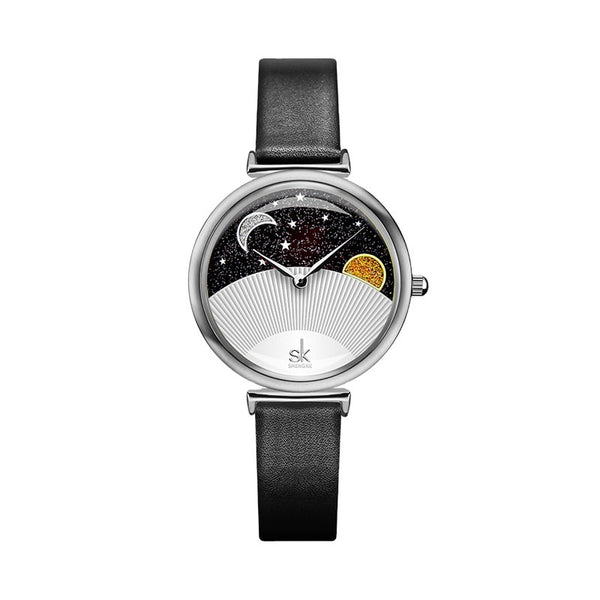 Reloj Cuarzo Aurora Boreal Sol y Luna con Cristales Swarovski