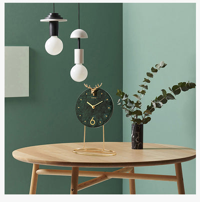 Reloj de Escritorio Mármol Lujo - Decoración Moderna con Base Metálica - Image 6
