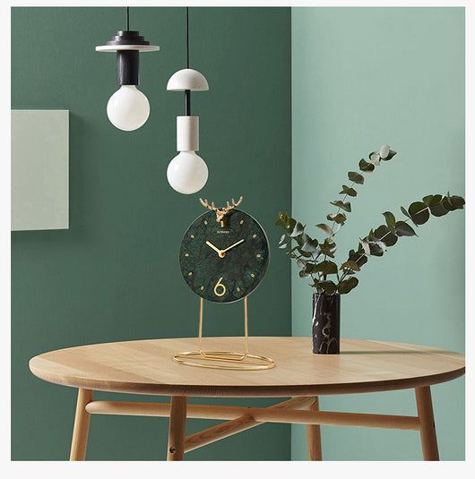 Reloj de Escritorio Mármol Lujo - Decoración Moderna con Base Metálica - Image 6