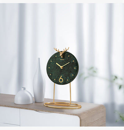 Reloj de Escritorio Mármol Lujo - Decoración Moderna con Base Metálica - Image 10