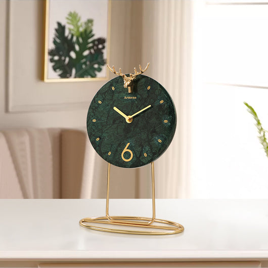 Reloj de Escritorio Mármol Lujo - Decoración Moderna con Base Metálica - Image 5