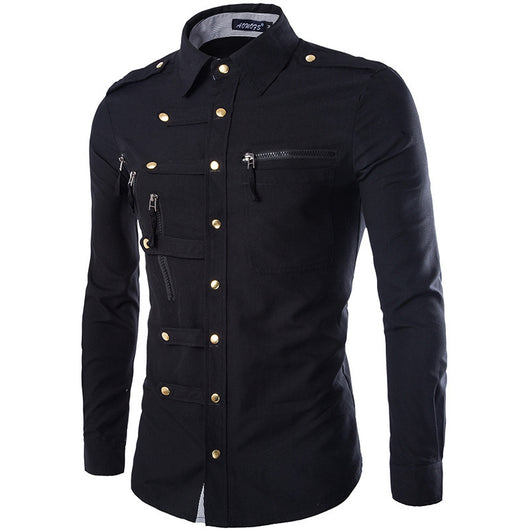 Camisa Slim Fit de Algodón para Hombre - Diseño Elegante Manga Larga - Image 2