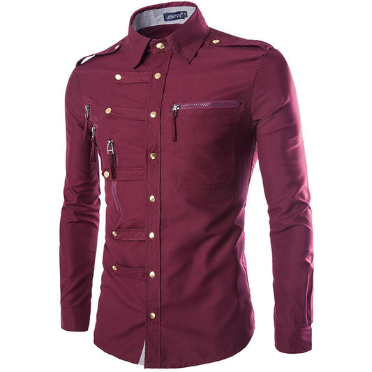 Camisa Slim Fit de Algodón para Hombre - Diseño Elegante Manga Larga