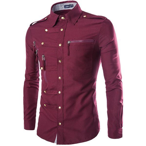 Camisa Slim Fit de Algodón para Hombre - Diseño Elegante Manga Larga