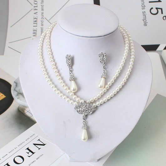 Conjunto de Collar y Aretes de Perla Cristal para Novia - Diseño Coreano Elegante - Image 6