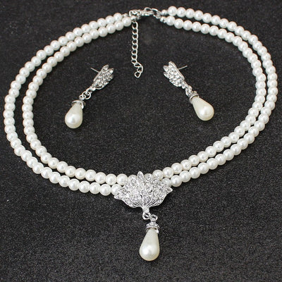 Conjunto de Collar y Aretes de Perla Cristal para Novia - Diseño Coreano Elegante - Image 8