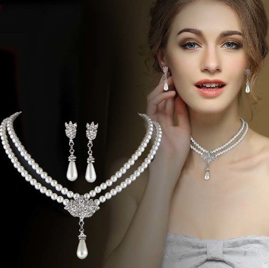 Conjunto de Collar y Aretes de Perla Cristal para Novia - Diseño Coreano Elegante - Image 10