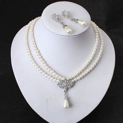 Conjunto de Collar y Aretes de Perla Cristal para Novia - Diseño Coreano Elegante - Image 5