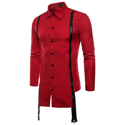Camisa Manga Larga Slim Fit con Doble Cierre - Estilo Europeo Moderno