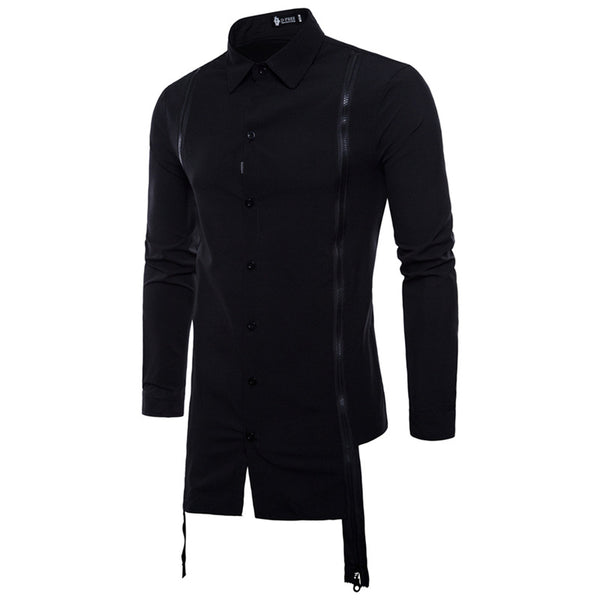 Camisa Manga Larga Slim Fit con Doble Cierre - Estilo Europeo Moderno