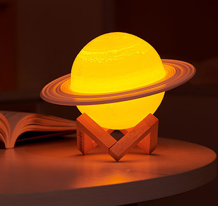 Lámpara Saturno 3D Recargable por USB - Luz Nocturna Decorativa