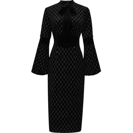 Vestido Midi Ajustado con Mangas Largas - Elegancia Temperament - Image 10