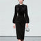 Vestido Midi Ajustado con Mangas Largas - Elegancia Temperament