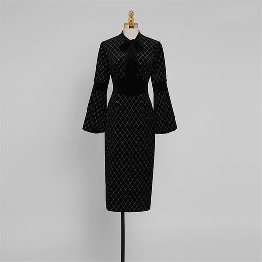 Vestido Midi Ajustado con Mangas Largas - Elegancia Temperament - Image 4