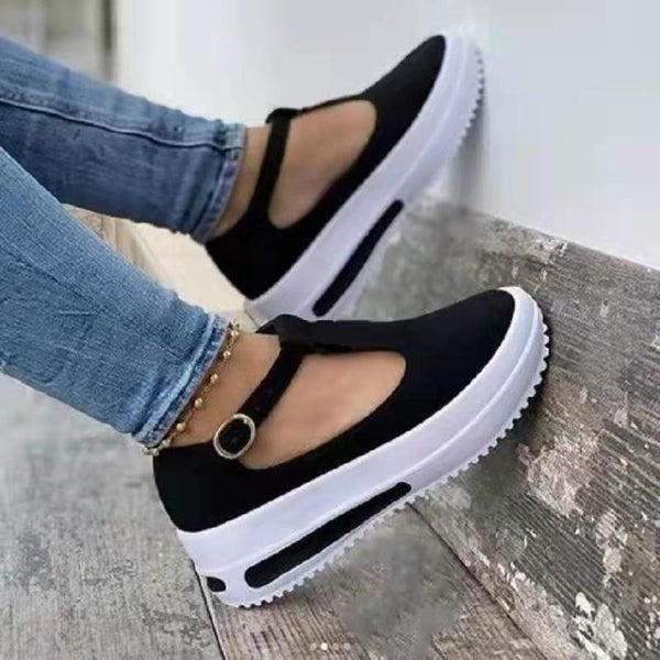 Zapato Casual para Mujer con Suela Gruesa y Hebilla Ajustable