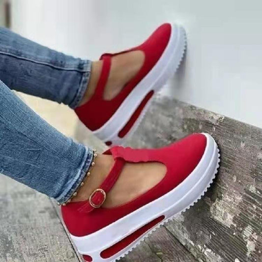 Zapato Casual para Mujer con Suela Gruesa y Hebilla Ajustable