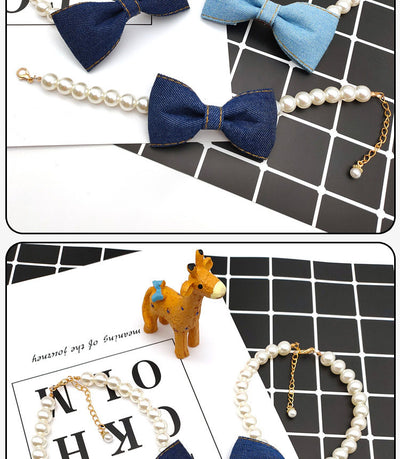 Collar Elegante para Mascotas con Lazo de Denim y Perla - Accesorios Princesa para Gatos y Perros - Image 9