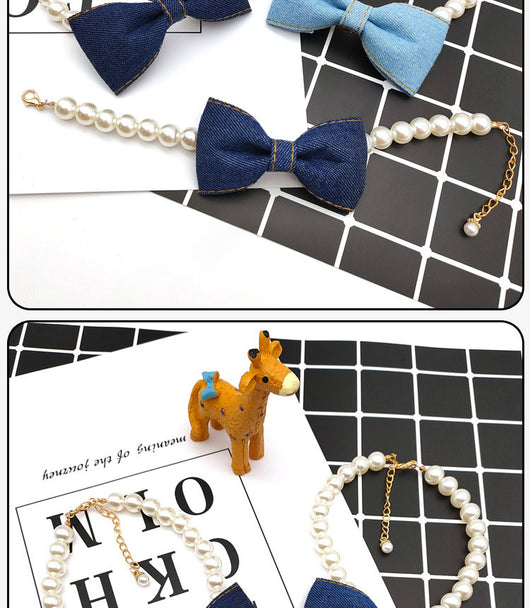 Collar Elegante para Mascotas con Lazo de Denim y Perla - Accesorios Princesa para Gatos y Perros - Image 9