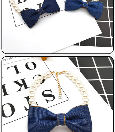 Collar Elegante para Mascotas con Lazo de Denim y Perla - Accesorios Princesa para Gatos y Perros - Image 10