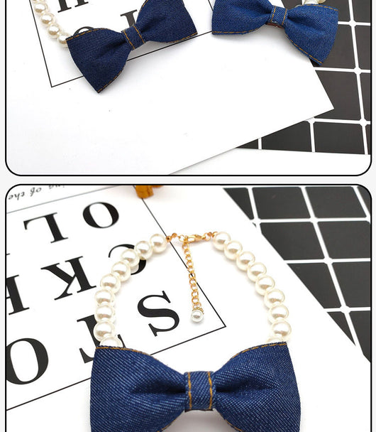 Collar Elegante para Mascotas con Lazo de Denim y Perla - Accesorios Princesa para Gatos y Perros - Image 10