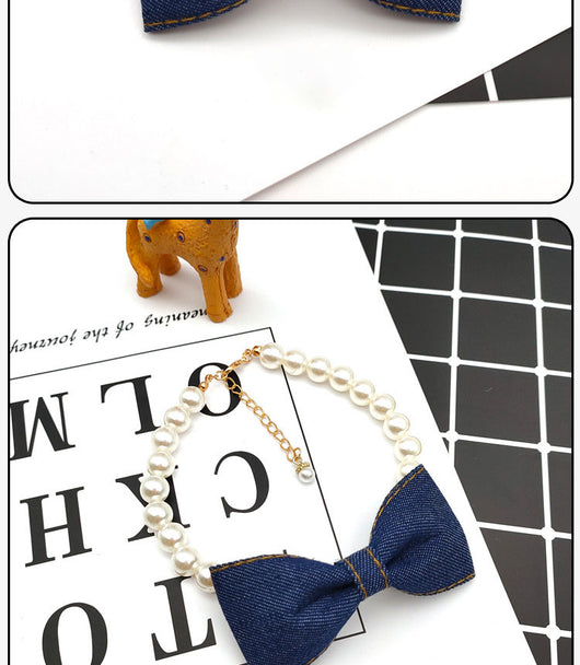 Collar Elegante para Mascotas con Lazo de Denim y Perla - Accesorios Princesa para Gatos y Perros - Image 11