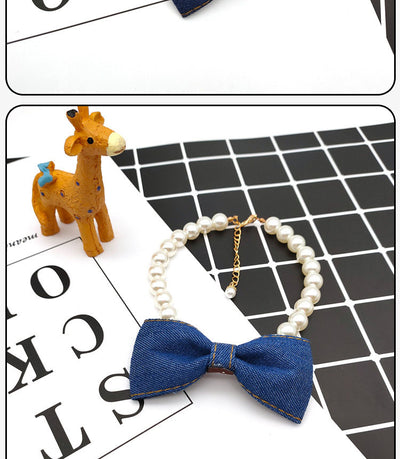 Collar Elegante para Mascotas con Lazo de Denim y Perla - Accesorios Princesa para Gatos y Perros - Image 12