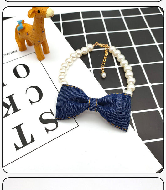 Collar Elegante para Mascotas con Lazo de Denim y Perla - Accesorios Princesa para Gatos y Perros - Image 14