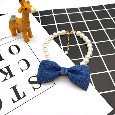 Collar Elegante para Mascotas con Lazo de Denim y Perla - Accesorios Princesa para Gatos y Perros - Image 5