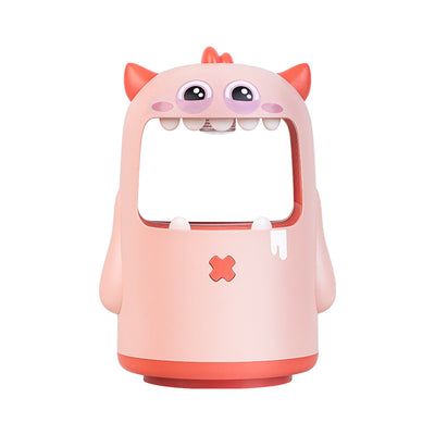 Pink monster-shaped mosquito killer lamp with a wide open mouth, horns, and a small red cross detail. - Image 5
