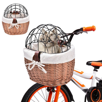 Canasta de Bicicleta para Mascotas - Mimbre Tejido a Mano con Marco de Hierro - Image 7