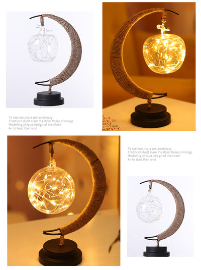 Lámpara Decorativa LED Luna con Ornamento de Hierro Forjado y Luz de Estrella - Image 19