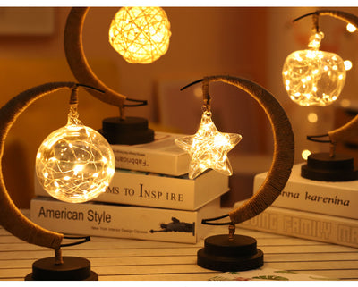 Lámpara Decorativa LED Luna con Ornamento de Hierro Forjado y Luz de Estrella - Image 18